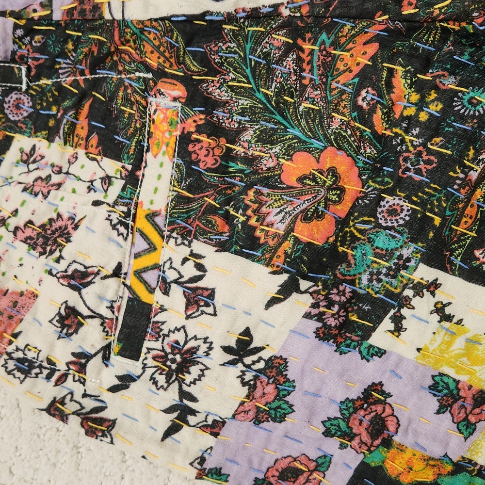 Free People Patchwork Multi-Color Straight Leg Tr… - image 14